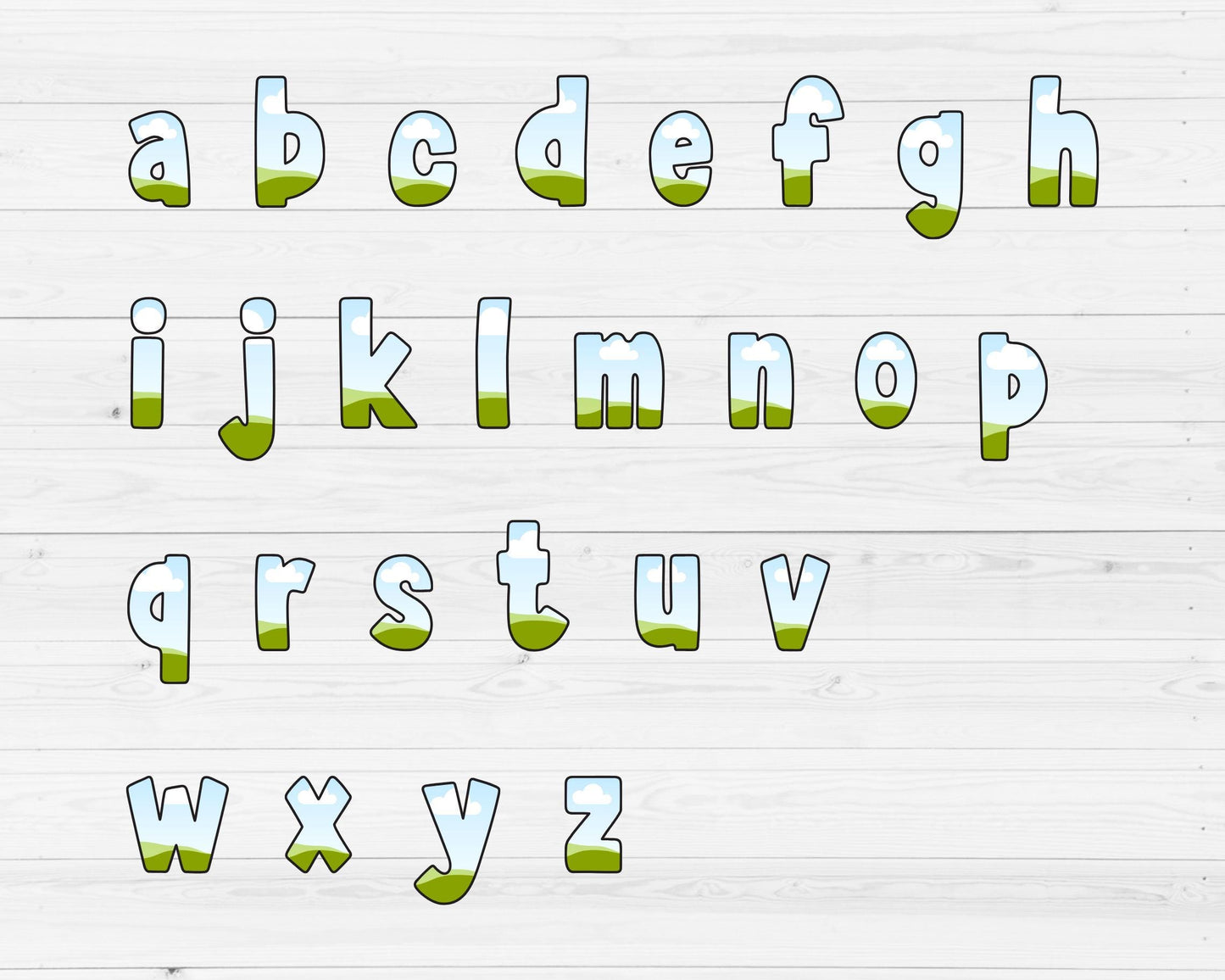 Design Your Own Doodle Letters Canva, Uppercase & Lowercase Alphabet Canva Template, Drag and Drop, Editable Canva, Sublimation Letters PNG