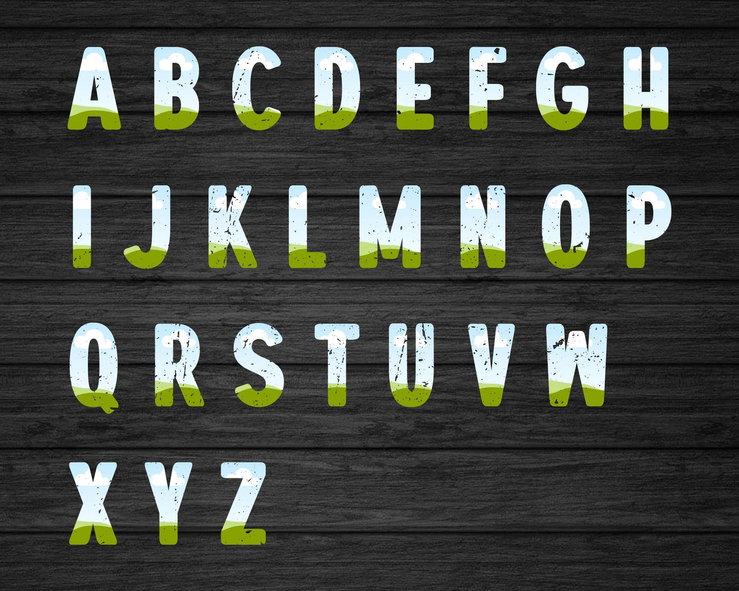 Design Your Own Doodle Distressed Alphabet on Canva, Canva Frames Bundle, Drag and Drop, Editable Grunge Uppercase & Lowercase Canva Letters