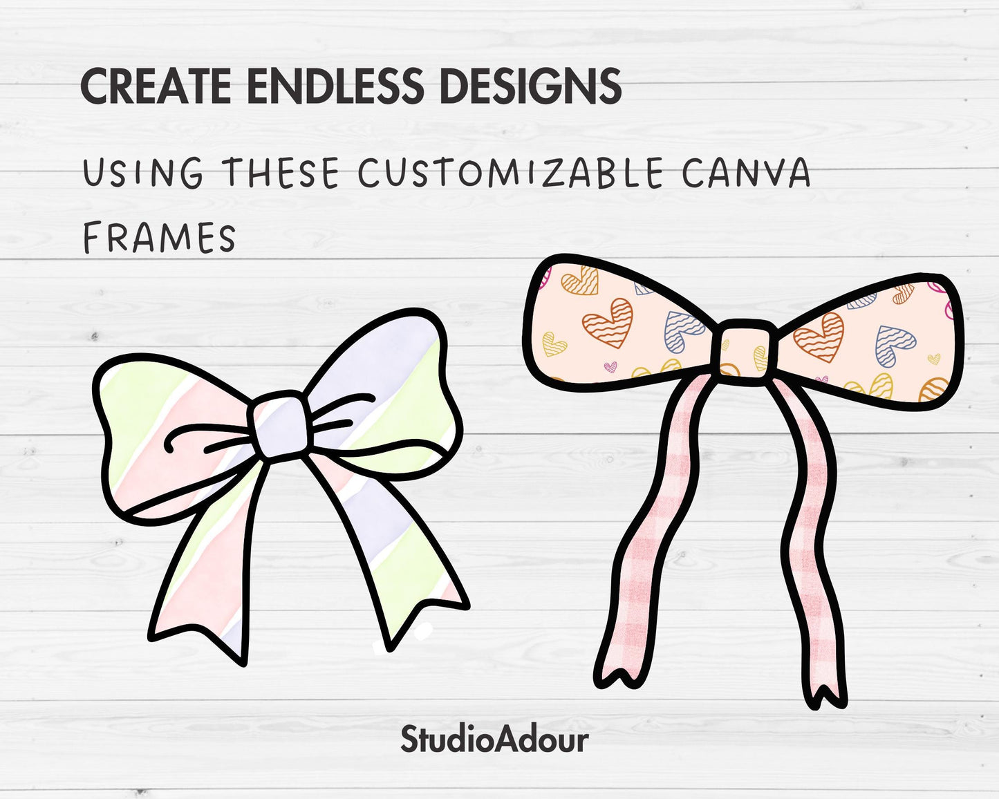 Bow Editable Canva Template, Coquette Bow Canva Frames, Easy Drag and Drop, Sublimation Template, Ribbon Bow Template, Canva Frames Bundle
