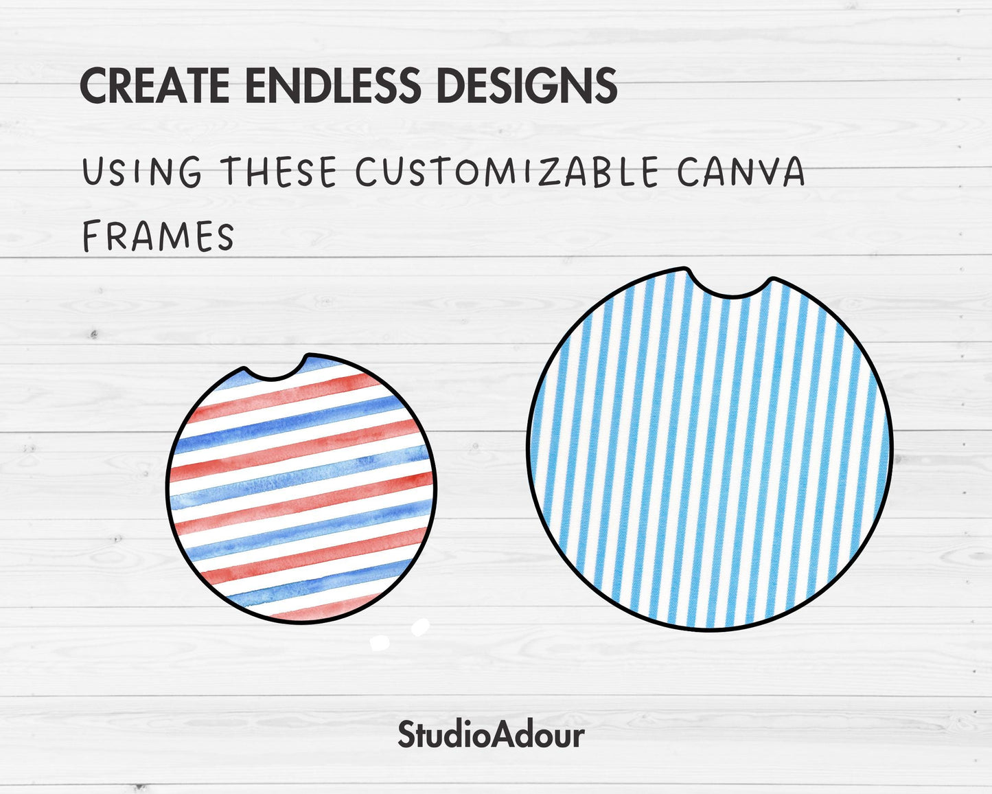 Car Coasters Editable Canva Template, Easy Drag and Drop, 2.75β Car Coaster Label Sublimation Template, Canva Frames Bundle, Car Cup Coaster