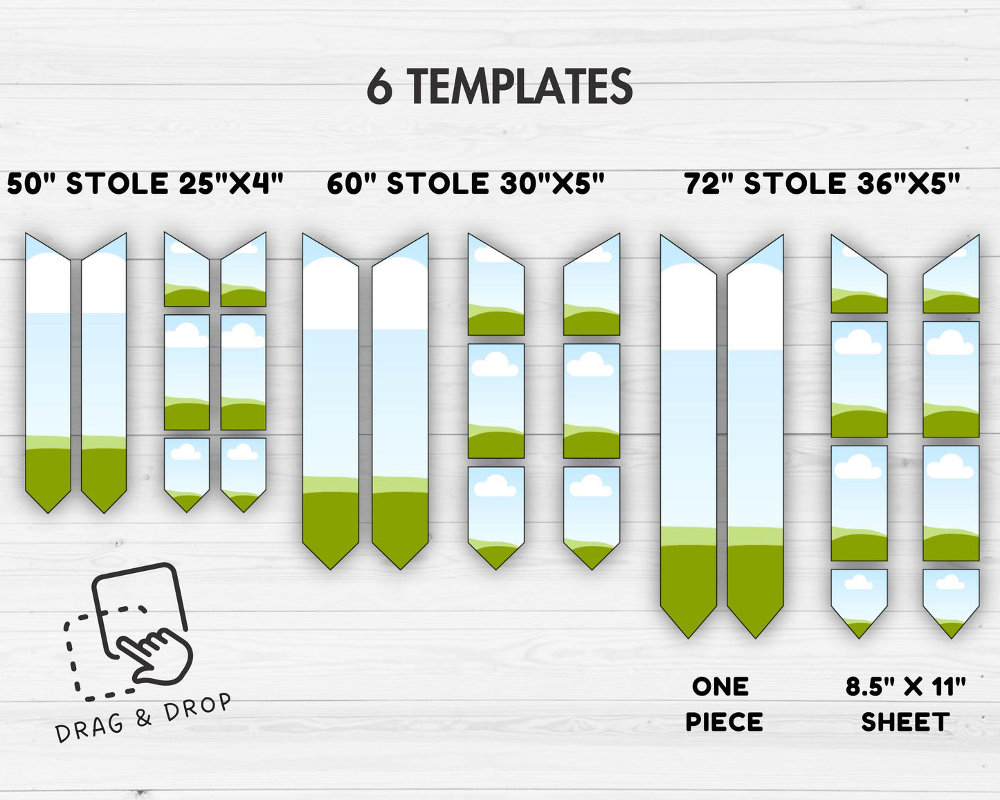 Graduation Stole Editable Canva Template, Easy Drag and Drop, Grad 2025 Sublimation Template, Canva Frames Bundle, Graduation Stole Blank