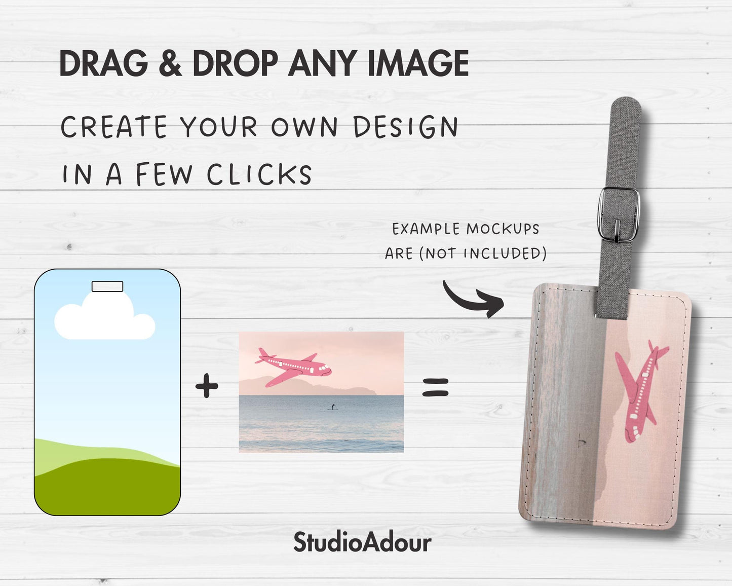 Luggage Tag Editable Canva Template, Easy Drag and Drop, Travel Tag Sublimation Template, Blank Hat Canva Template, Canva Frames Bundle
