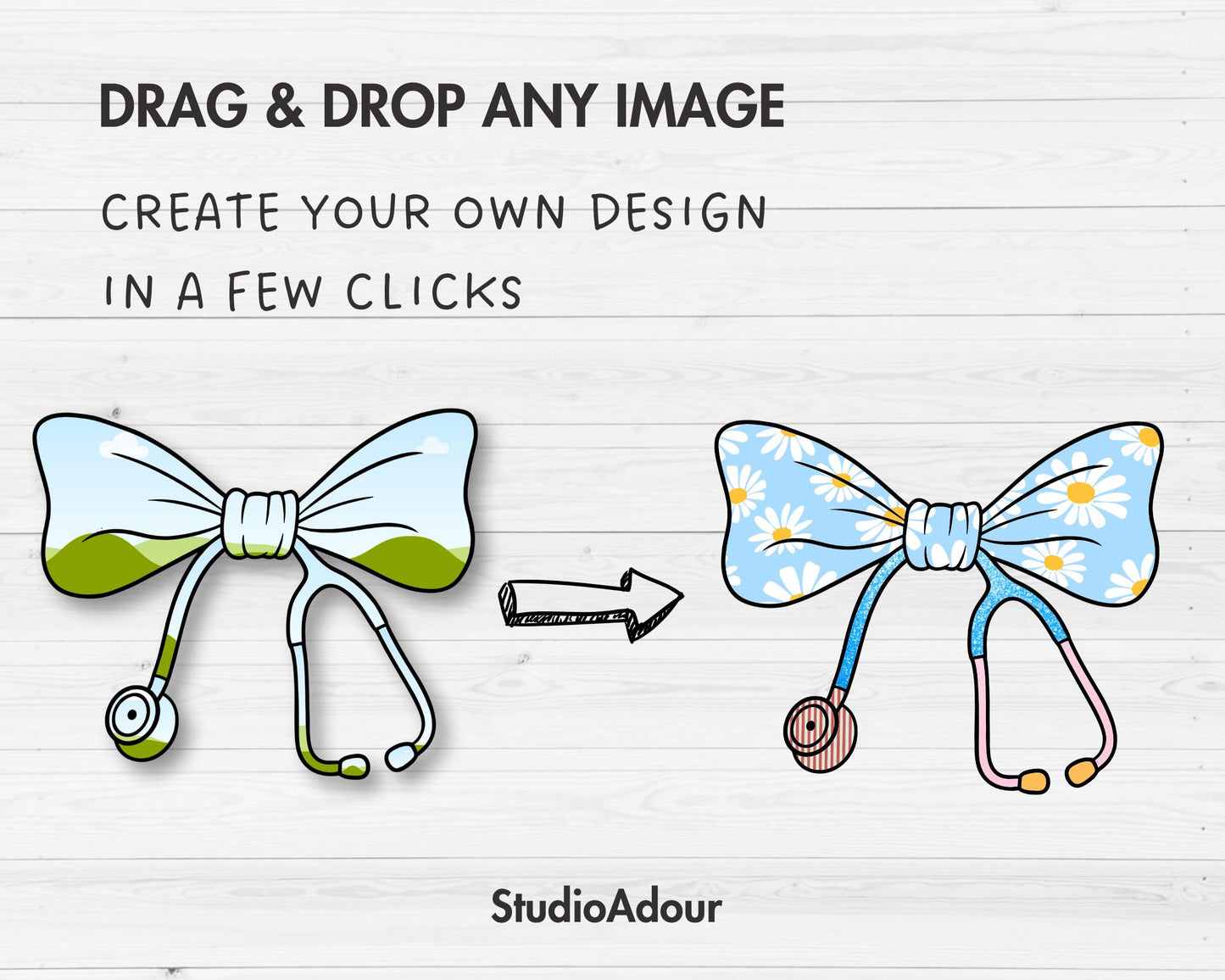 Nurse Stethoscope Coquette Bow, Drag and Drop, Nurse Coquette Sublimation Template, Ribbon Bow Template, Canva Frames Bundle, Doctor Bow PNG