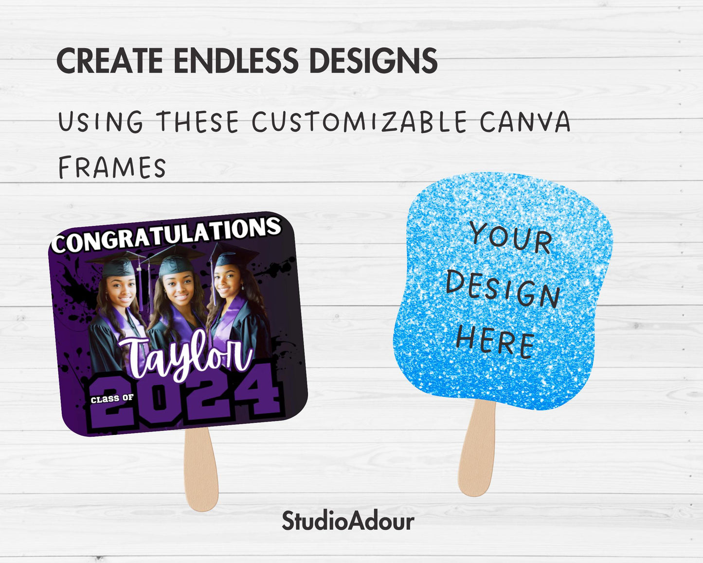 Paddle Fan Editable Canva Template, Easy Drag and Drop, Church Fan Sublimation Template, Canva Frame, Wedding Paddle Fan, Graduation Fan
