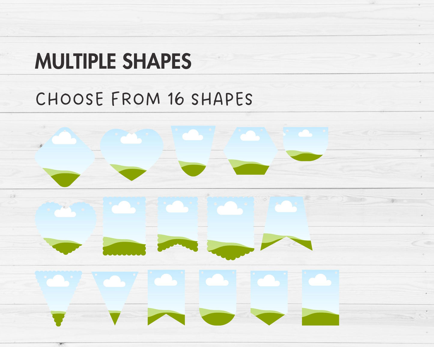 Bunting Banner Editable Canva Template, Easy Drag & Drop, Flag Banners Template, Canva Frames Bundle, Birthday Banner, Party Banner, Wedding