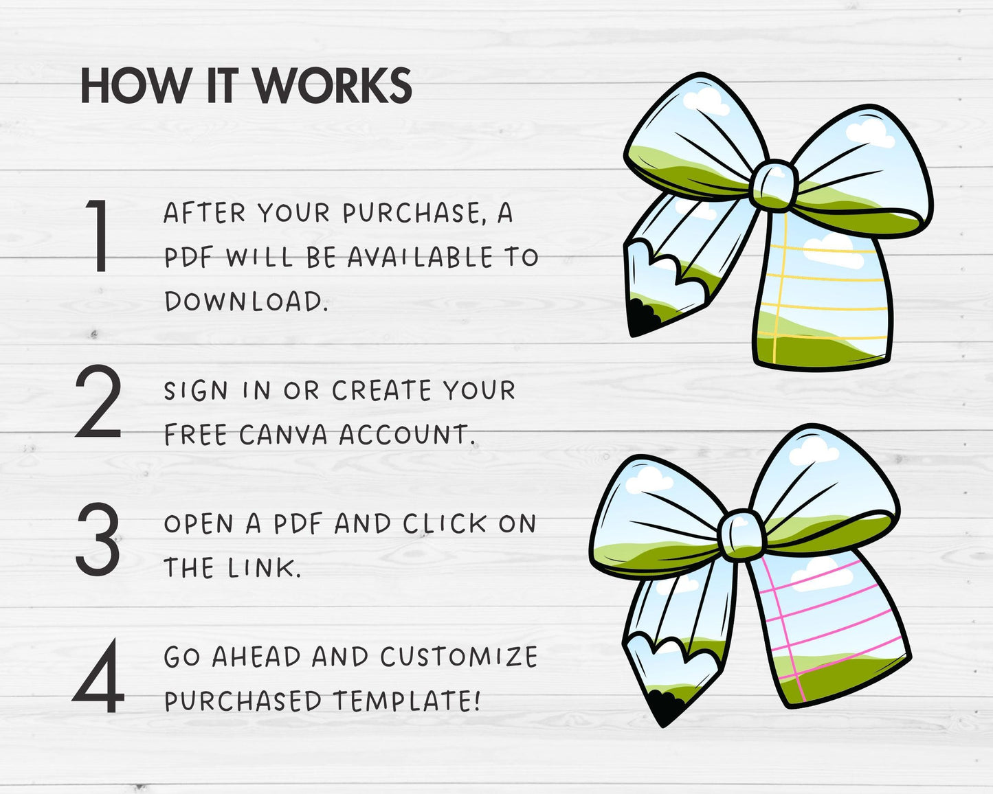 Teacher Pencil Bow Canva Template, Drag & Drop, Coquette Bow Sublimation, Editable Bow Canva Frame, Personalized Teacher Bow PNG, School Bow