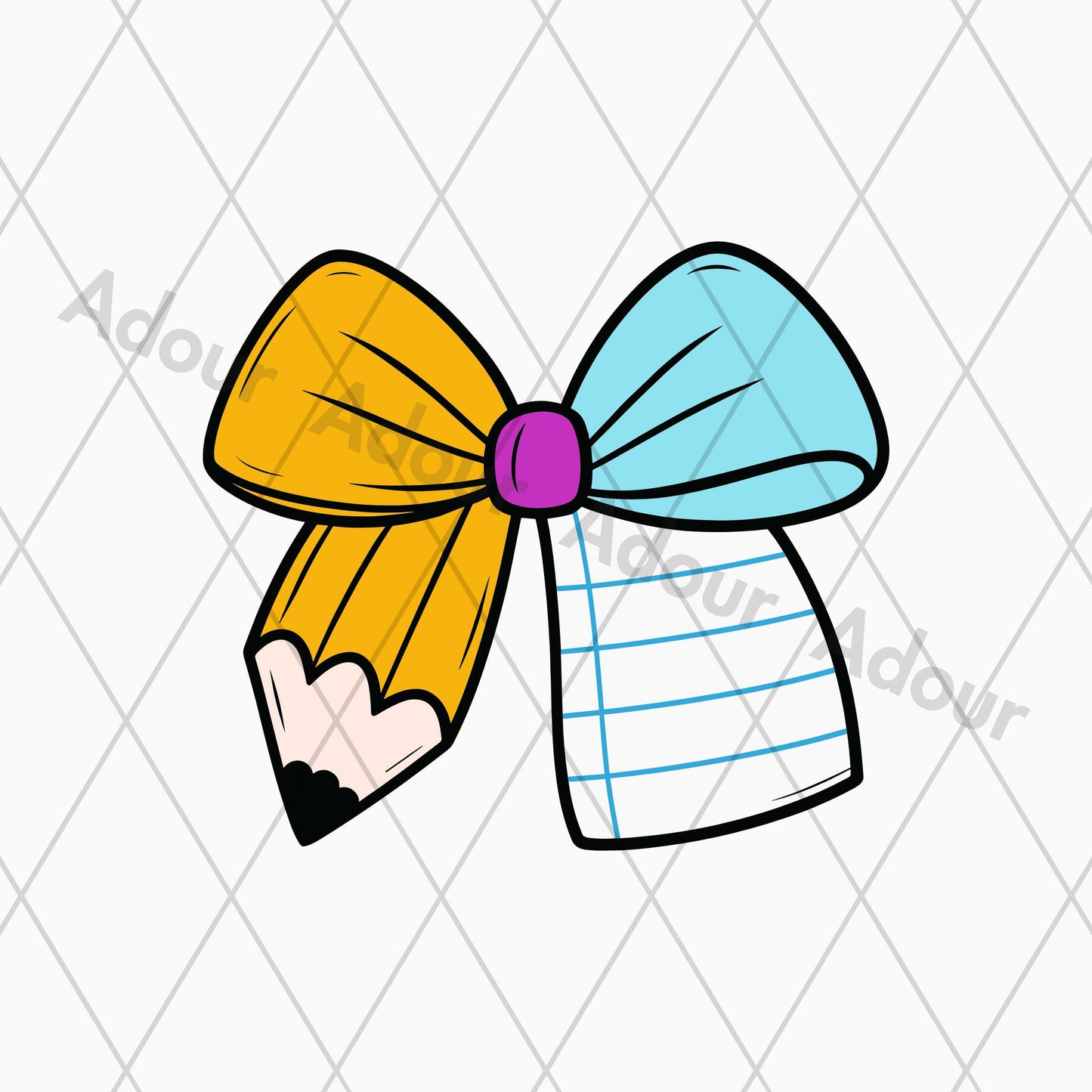 Teacher Pencil Bow Svg, Personalized Bow PNG, Teacher T-Shirt, Back To School, Sublimation Design, Teacher Name Coquette Bow, Teacher Gift