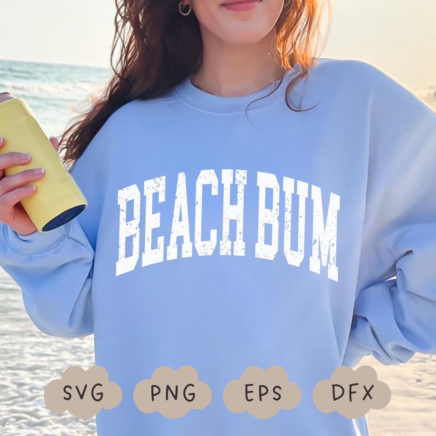 Beach Bum Svg, Distressed Beach Bum PNG, Grunge Texture Varsity Svg, Retro Surfer Svg, Summer Vibes Shirt, Sublimation Design, Coconut Girl