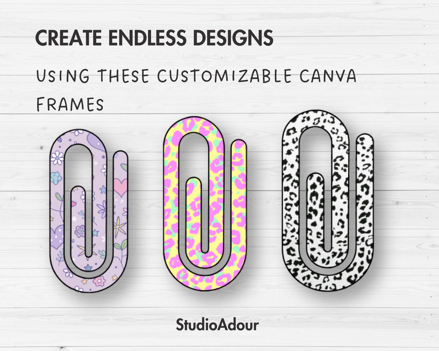 Jumbo Paperclip Editable Canva Template, Easy Drag and Drop, Jumbo Paperclip Sublimation, Paperclip Bookmark Template, Canva Frames Bundle