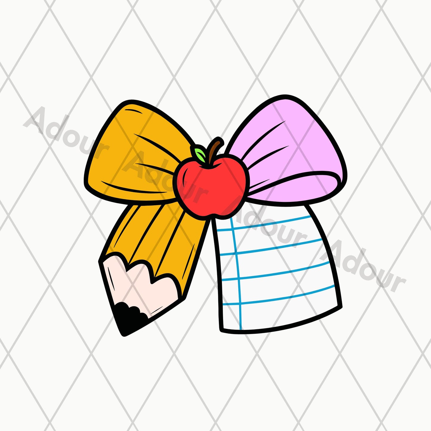 Teacher Pencil Bow Svg, Personalized Bow PNG, Teacher T-Shirt, Back To School, Sublimation Design, Teacher Name Coquette Bow, Teacher Gift