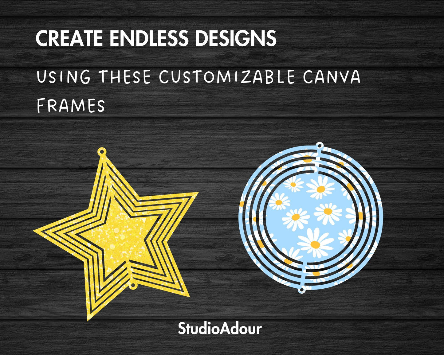 Wind Spinner Editable Canva Template, Easy Drag & Drop, Wind Spinner Canva Frame, Canva Frames Bundle, Mandala Spinner, Hanging Spinner PNG