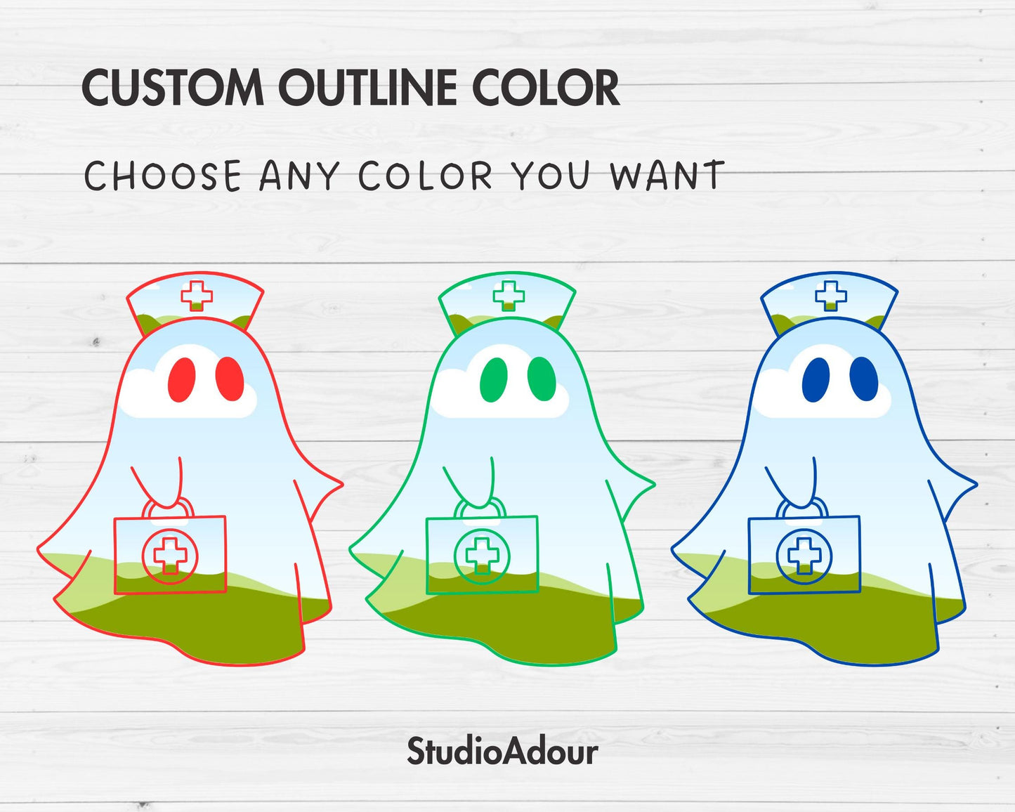 Design Your Own Nurse Ghost, Retro Ghost Canva Templates, Drag and Drop, Canva Frames Bundle, Spooky Season, Halloween Ghost, Groovy Ghost