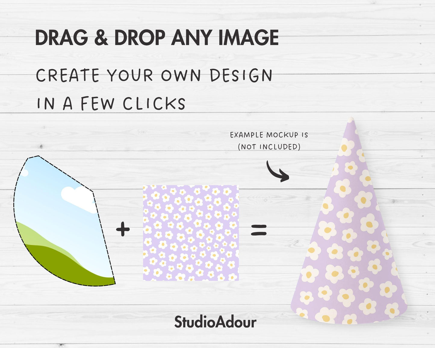 Paper Cone Editable Canva Template, Drag and Drop, Birthday Cone Sublimation Template, Party Cone Hat, Candy Cone Template, DIY Treat Cone