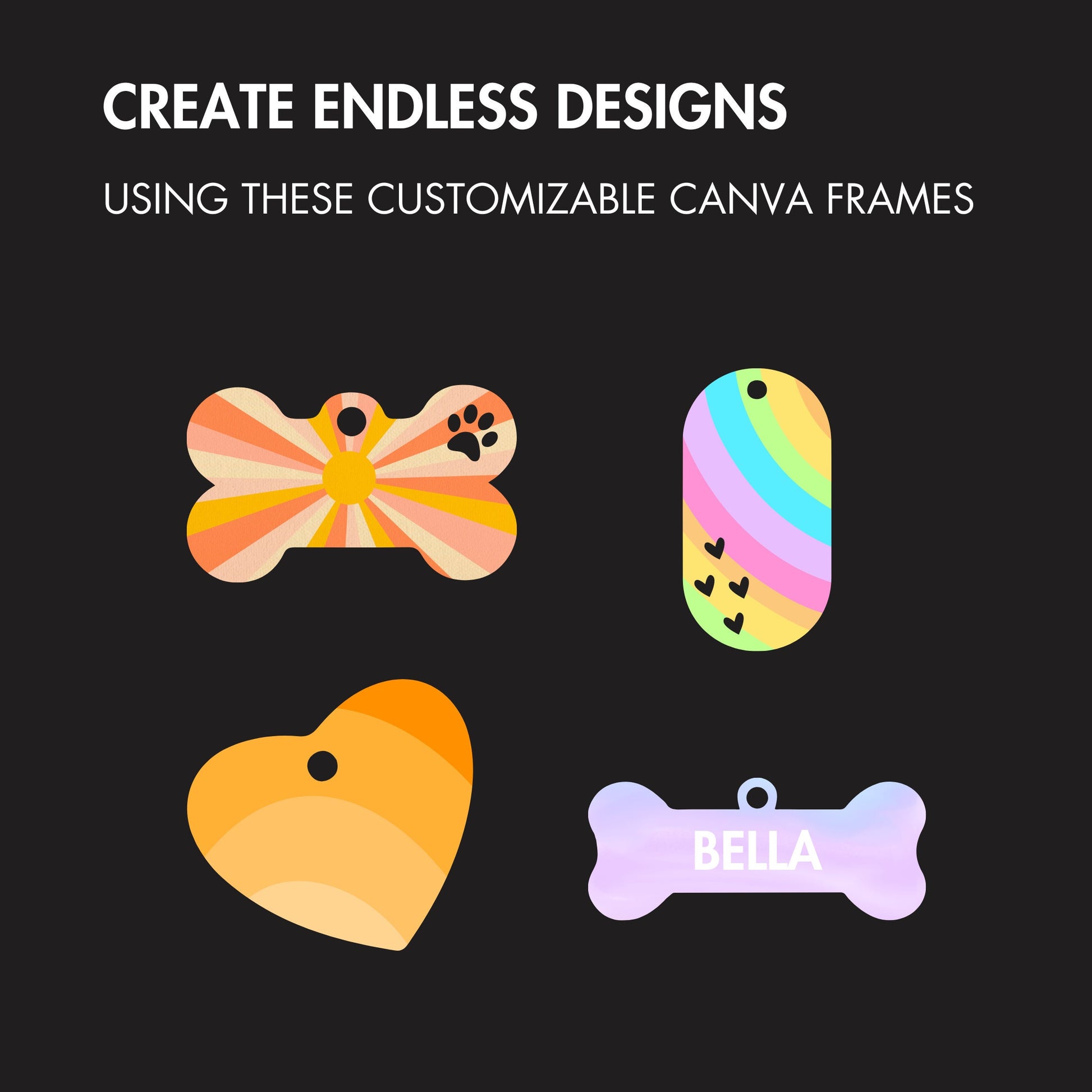 Design Your Own Dog Tag on Canva, Dog Tag Template, Drag and Drop Canva Frames, Dog Tag Mockup, Editable Canva Dog Templates, Print Template