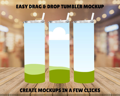 20 OZ Skinny Tumbler Mockup, Editable Tumbler Mockup, Tumbler Canva Template, Sublimation Mockup, Drag and Drop Template, Canva Frame Mockup