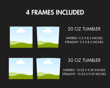 Skinny Tumbler Canva Frames, 20 & 30 OZ Skinny Tumbler Canva Template, Full Tumbler Wrap, Editable Drag Drop Templates, Canva Tumbler Mockup