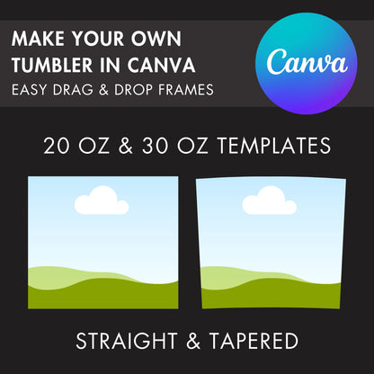 Skinny Tumbler Canva Frames, 20 & 30 OZ Skinny Tumbler Canva Template, Full Tumbler Wrap, Editable Drag Drop Templates, Canva Tumbler Mockup