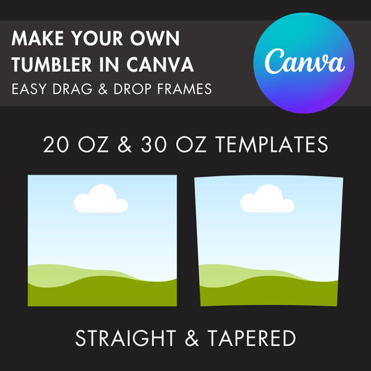 Skinny Tumbler Canva Frames, 20 & 30 OZ Skinny Tumbler Canva Template, Full Tumbler Wrap, Editable Drag Drop Templates, Canva Tumbler Mockup
