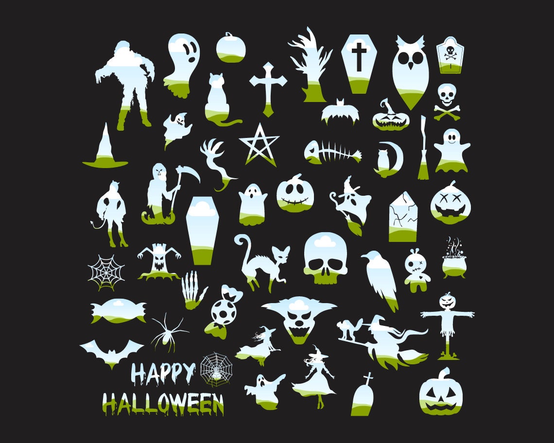 50 Fall Halloween Canva Frames Bundle, Spooky Canva Templates, Drag and Drop, Editable Canva Frames, Halloween Clipart, Creepy Frames Mockup