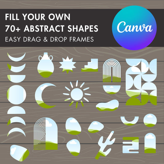 Design Your Own Abstract Shapes on Canva, Boho Canva Templates, Mid Century Canva Frames Bundle, Drag and Drop, Mid Century Modern