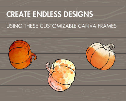 Pumpkins Canva Frames, Drag and Drop Canva Templates, Fall Halloween Spooky Season, Editable Canva Template, Fillable Pumpkin Mockups