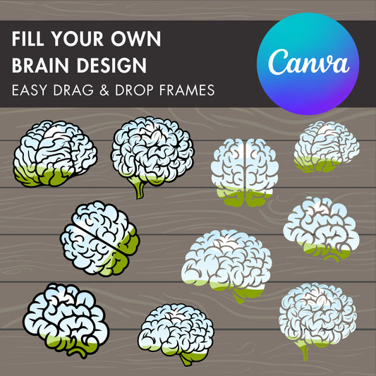 Design Your Own Brain Canva Frames, Human Brain Canva Templates, Drag and Drop, Medical Silhouette, Mental Health Clipart, Anatomy Canva