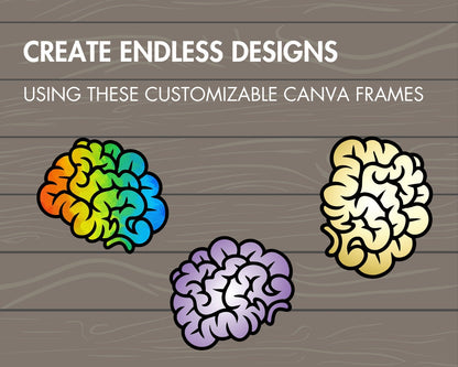 Design Your Own Brain Canva Frames, Human Brain Canva Templates, Drag and Drop, Medical Silhouette, Mental Health Clipart, Anatomy Canva