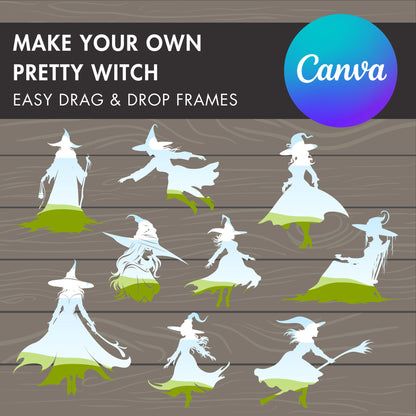 Halloween witch canva frames