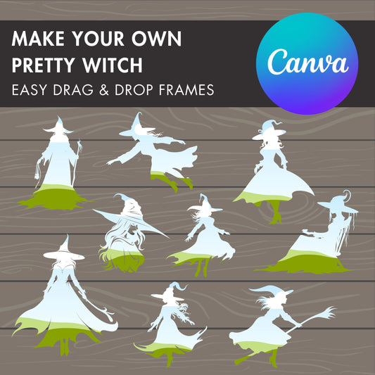 Halloween witch canva frames