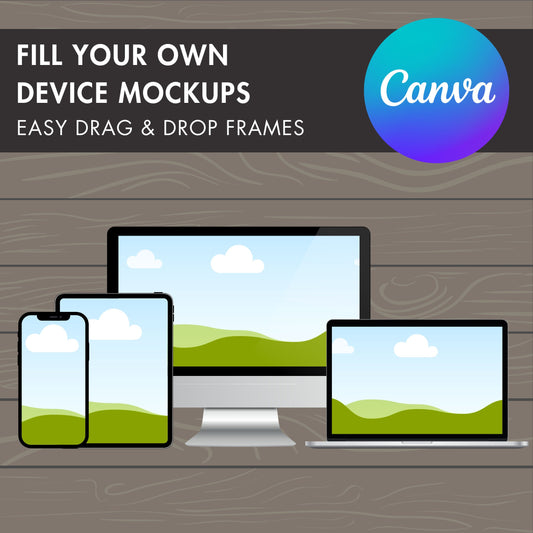 Device Mockup Bundle, Canva, Canva Phone Template, Editable Laptop Mockup, Canva Frames Bundle, Digital Product Mockup Set, Drag and Drop