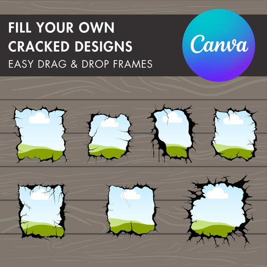 Design Your Own Cracked Edges, Canva Frames Bundle, Broken Canva Template, Drag and Drop, Editable Torned Canva Frames, Cracked Frames Canva