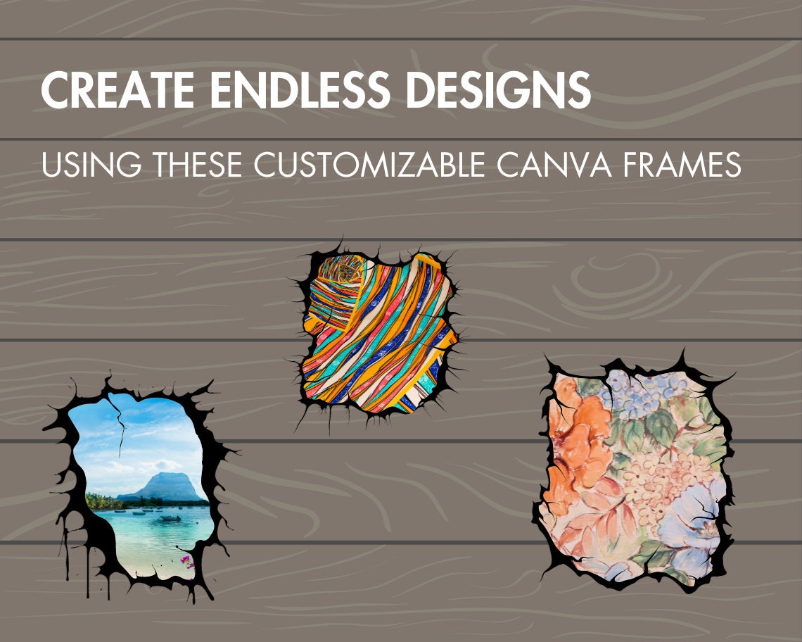 Design Your Own Cracked Edges, Canva Frames Bundle, Broken Canva Template, Drag and Drop, Editable Torned Canva Frames, Cracked Frames Canva