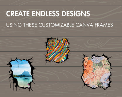 Design Your Own Cracked Edges, Canva Frames Bundle, Broken Canva Template, Drag and Drop, Editable Torned Canva Frames, Cracked Frames Canva
