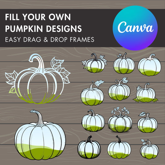 Pumpkins Canva Frames, Drag and Drop Canva Templates, Fall Halloween Spooky Season, Editable Canva Template, Fillable Pumpkin Mockups