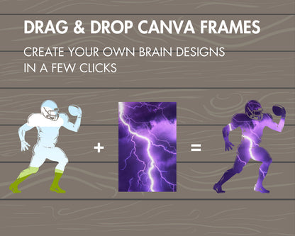 Design Your Own American Football Frames on Canva, American Football Canva Frames Bundle, Sports Canva Editable Templates, Drag and Drop