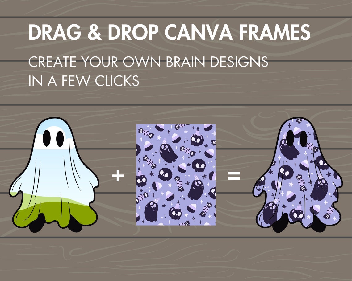 Design Your Own Retro Halloween Ghost, Ghost Canva Templates, Drag and Drop Canva Frames, Spooky Season, Halloween Clipart, Groovy Ghost