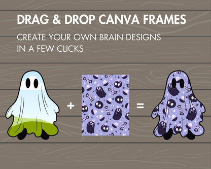 Design Your Own Retro Halloween Ghost, Ghost Canva Templates, Drag and Drop Canva Frames, Spooky Season, Halloween Clipart, Groovy Ghost