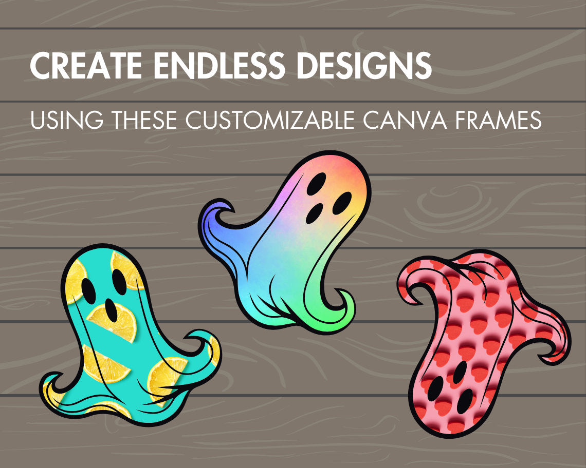 Design Your Own Retro Halloween Ghost, Ghost Canva Templates, Drag and Drop Canva Frames, Spooky Season, Halloween Clipart, Groovy Ghost