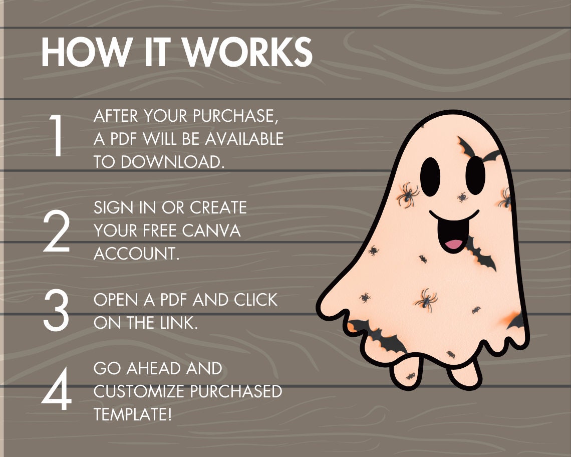 Design Your Own Retro Halloween Ghost, Ghost Canva Templates, Drag and Drop Canva Frames, Spooky Season, Halloween Clipart, Groovy Ghost