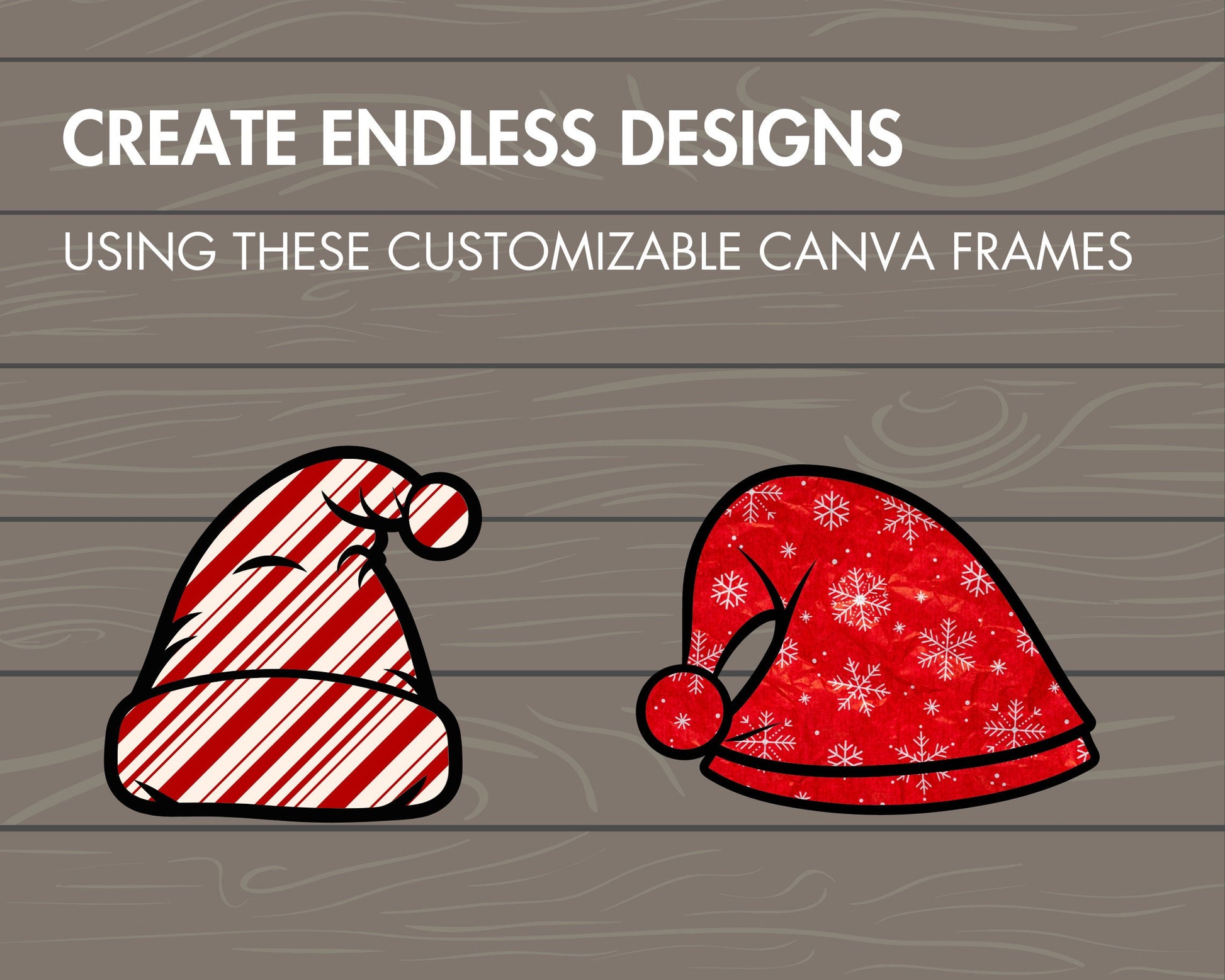 Design Your Own Christmas Hats, Xmas Canva Templates, Santa Hat Canva Frames Bundle, Drag and Drop PNG, Holiday Winter Hat Silhouette, DIY