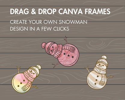 Design Your Own Snowman on Canva, Editable Christmas Snowman Template, Drag and Drop Canva Frames, Snowman Silhouettes, Holiday Winter PNG