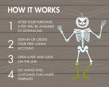 Design Your Own Skeleton Canva Frames, Dancing Skeleton Canva Templates, Drag and Drop Canva Frames, Halloween Templates, Fall Spooky Season