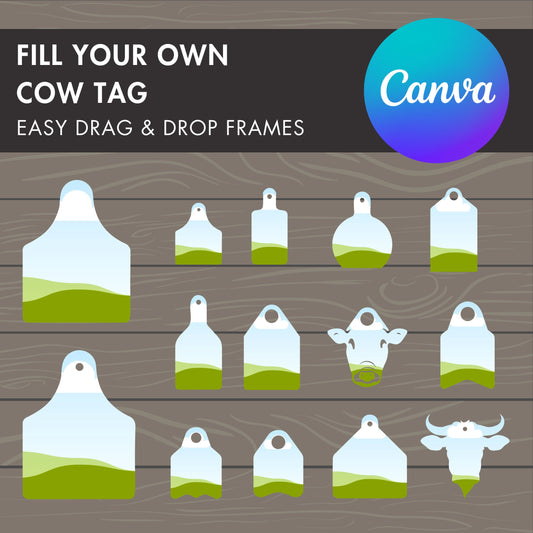 cow tag canva frames