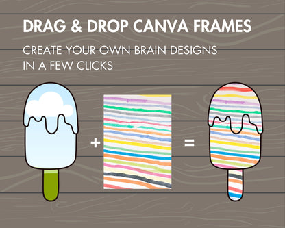 Design Your Own Ice Cream on Canva, Editable Ice Cream Template, Drag and Drop PNG, Canva Frames Bundle, Ice Cream Silhouette, Canva Sticker