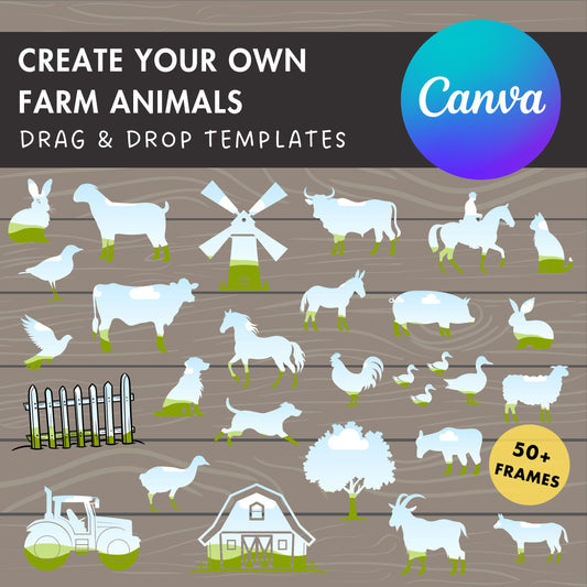 farm animals canva frames