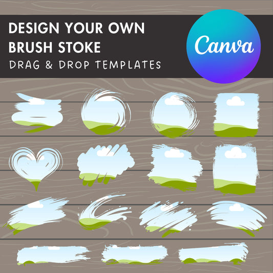 Design Your Own Brush Stoke on Canva, Ink Brush Canva Template, Canva Frames Bundle, Drag and Drop, Paint Splatter, DIY Brush Strokes Set