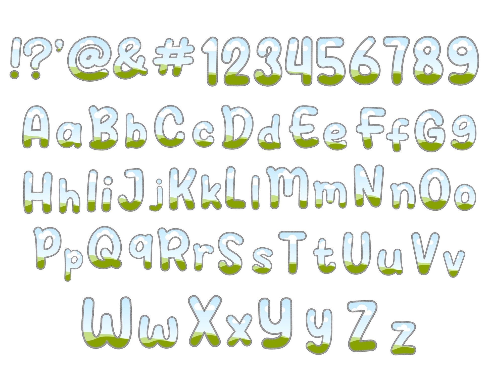 Digital Stitch Doodle Letter PNG, Faux Embroidery Applique Letters and Numbers, Drag and Drop, Canva Frames Bundle, DIY Letters Frames Canva