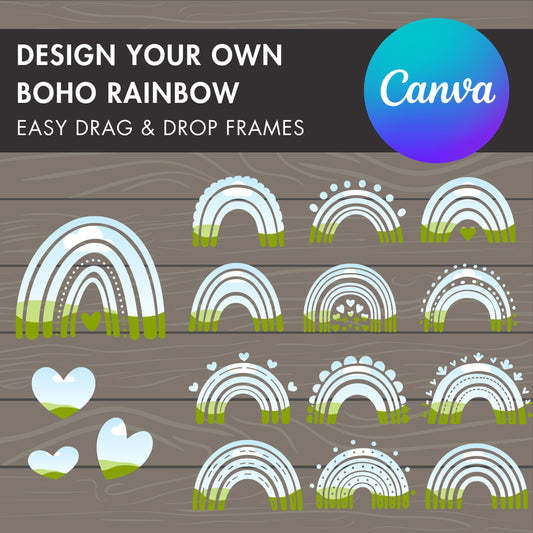 Design Your Own Boho Rainbow on Canva, Rainbow Canva Template, Editable Rainbow, Drag and Drop Photo, Baby Shower, Cute Rainbow Designs