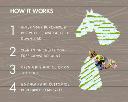 Design Your Own Horse Head Photo Collage Canva, Drag and Drop Photo, Editable Collage Canva Template, Horse Head DIY Collage, Horse Print