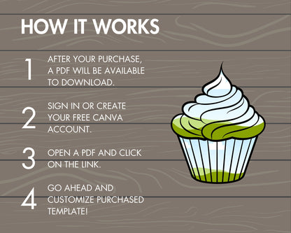 Design Your Own Cupcakes, Cupcake Canva Template, Drag and Drop Cupcake Canva Frames, Cupcake Clipart, Commercial Use, Editable Cupcake PNG